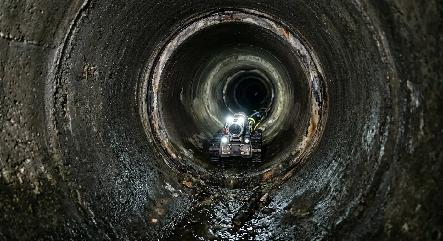 Robotic sewer camera inspecting pipe interior for Drain Snake Service in Red Oak